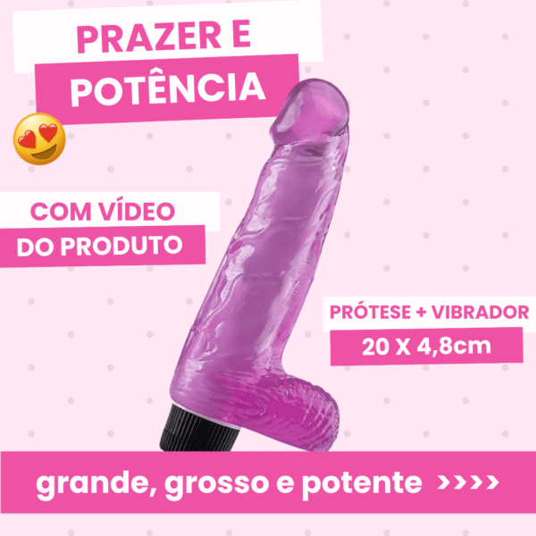 Pênis Com Escroto e Vibrador 20 x 4,8cm