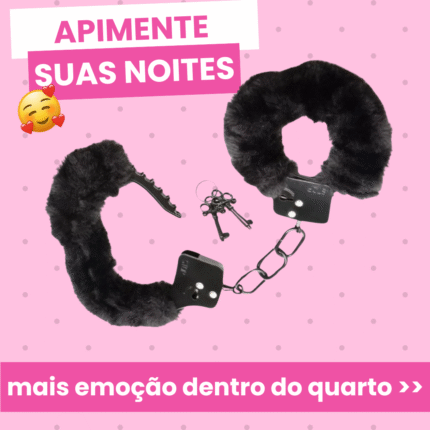 algema de metal peluciada preto