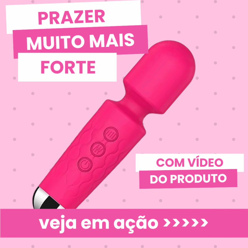 vibrador varinha mágica recarregável 20 modos vibração rosa