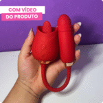 estimulador de clitóris com vai e vem formato de flor
