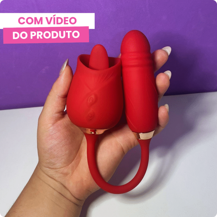 estimulador de clitóris com vai e vem formato de flor