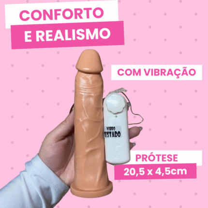 pênis prótese realística 20,5 x 4,5cm com vibrador