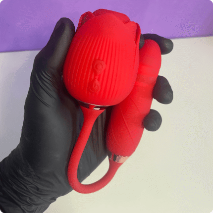 vibrador sugador vai e vem com pulsação e formato de rosa sophy