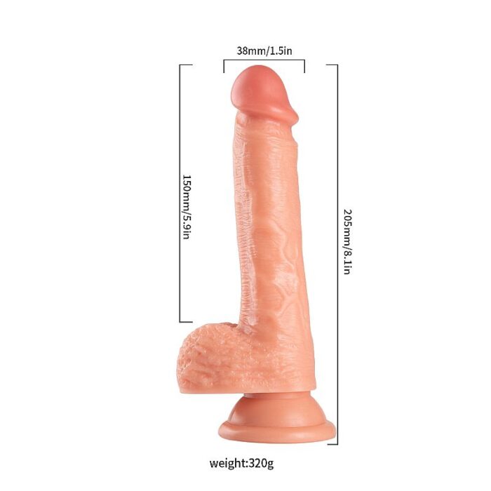 pênis prótese realístico de borracha com ventosa e escroto 20,5 x 3,8cm