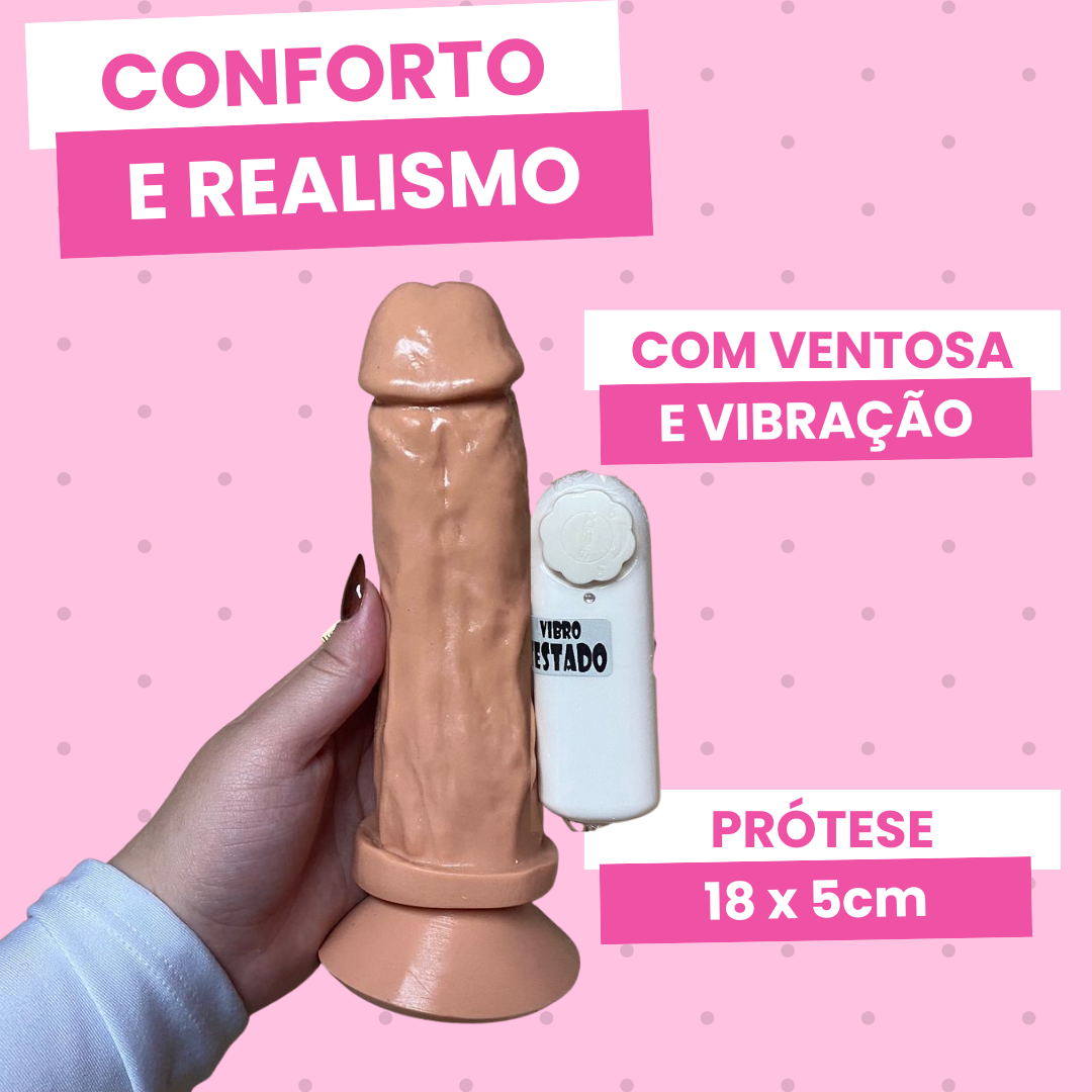 pênis prótese realística 18 x 5 cm com vibrador e ventosa pênis prótese realística 18 x 5 cm com vibrador e ventosa