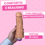 pênis prótese realística 18 x 5cm com vibrador interno tortinho