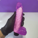 pênis com escroto e vibrador 20 x 4,8cm