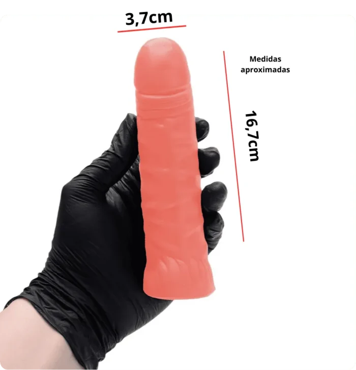 pênis prótese realística 16,7 x 3,7cm borracha maciça