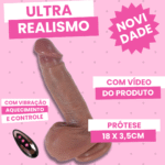 pênis ultra realístico 18 x 3,5cm com vibração vai e vem e aquecimento com controle