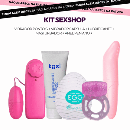 kit sexshop vibrador ponto g + vibrador capsula + lubrificante neutro + masturbador egg + anel peniano
