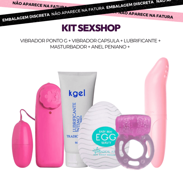 kit sexshop vibrador ponto g + vibrador capsula + lubrificante neutro + masturbador egg + anel peniano