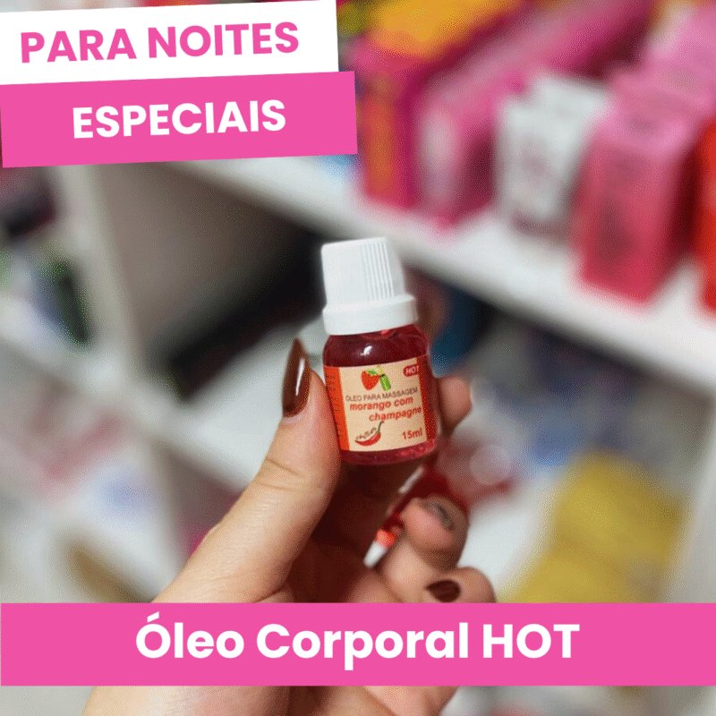 Óleo para massagem sensual hot 15ml morango com champanhe