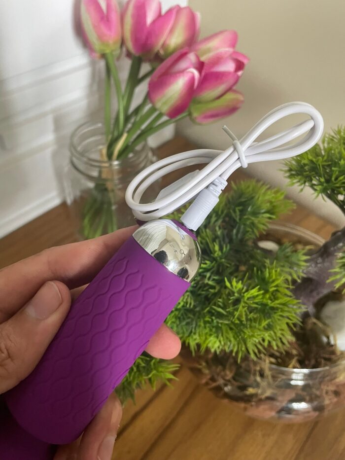 vibrador varinha mágica recarregável 20 modos vibração roxo