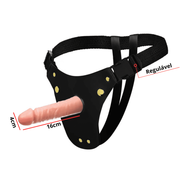 cinta peniana regulável com prótese pênis realístico 16cm x 4cm