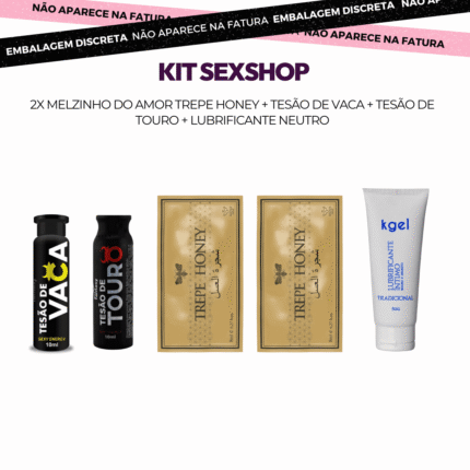 kit sexshop 2x melzinho do amor + tesão de vaca + tesão de touro + lubrificante neutro