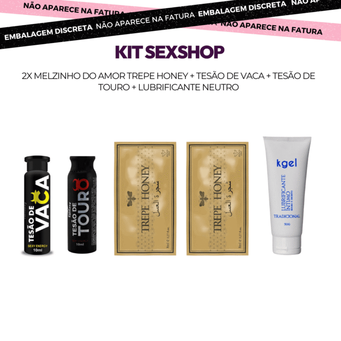 kit sexshop 2x melzinho do amor + tesão de vaca + tesão de touro + lubrificante neutro
