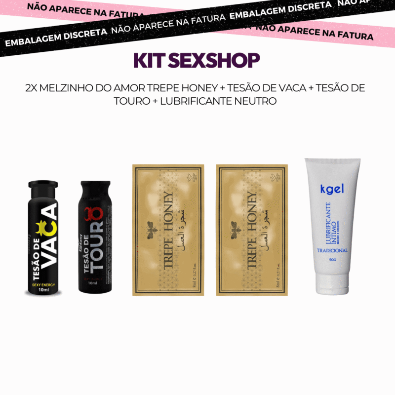 kit sexshop 2x melzinho do amor + tesão de vaca + tesão de touro + lubrificante neutro