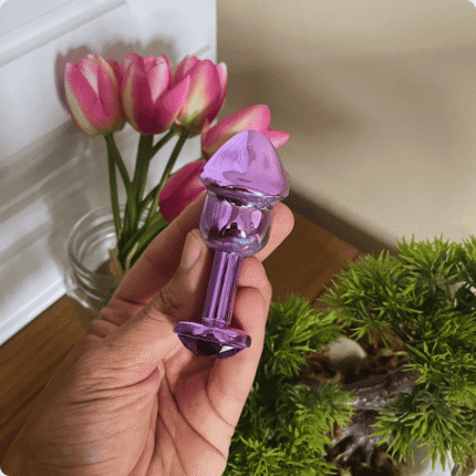 plug anal pênis metalizado 8,2 x 2,86cm com pedra