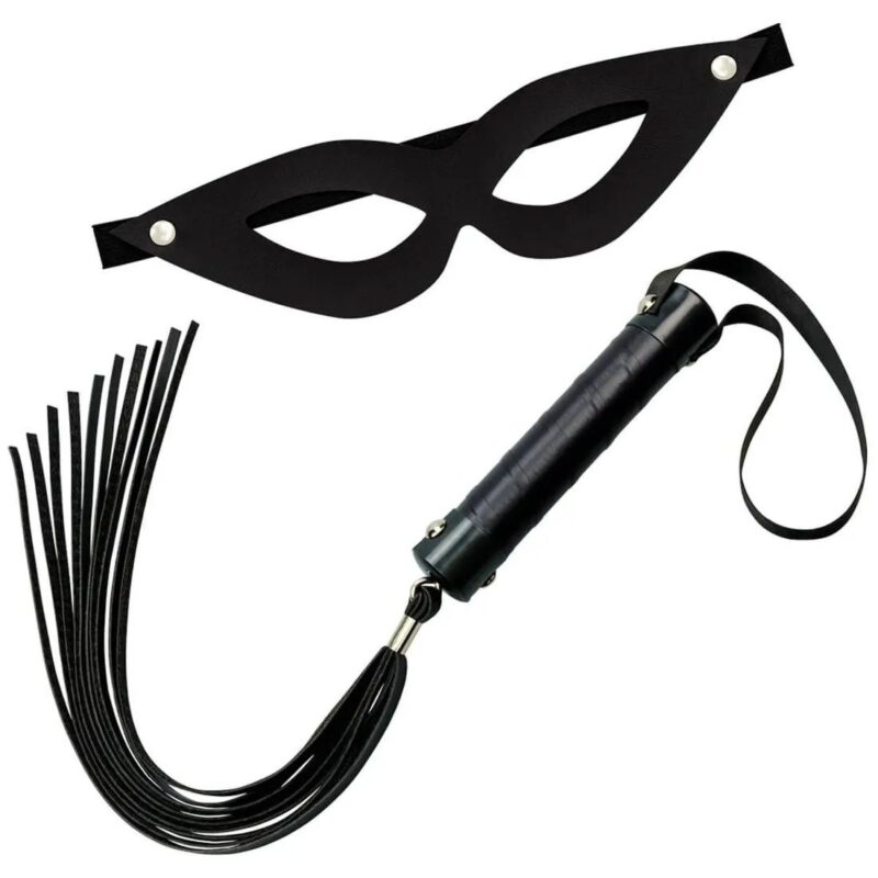 kit 1 chicote com 40cm e mascara tiazinha preto