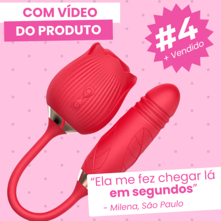 vibrador sugador vai e vem com pulsação e formato de rosa sophy