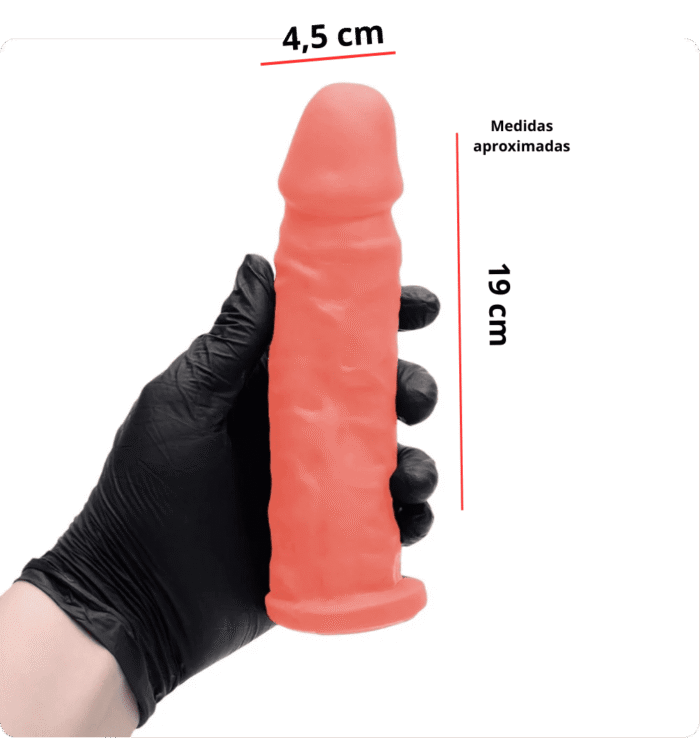 pênis prótese realística 19 x 4,5cm borracha maciça