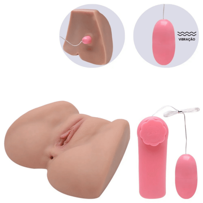 masturbador vagina e anus com vibrador