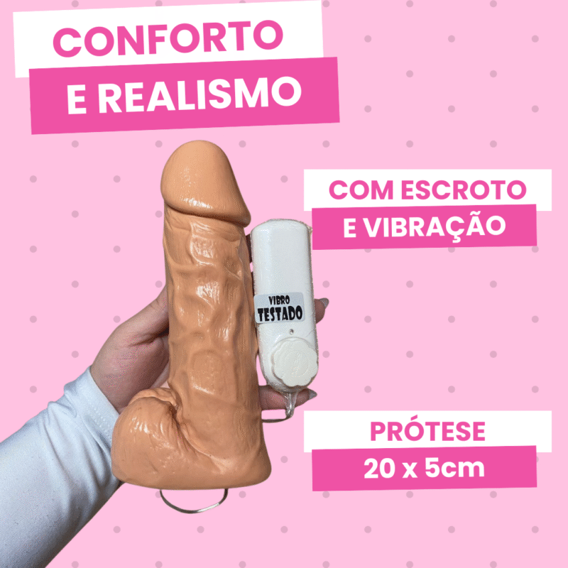 pênis prótese realística 20 x 5cm com vibrador
