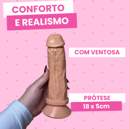 pênis prótese realística 18 x 5cm com ventosa tortinho