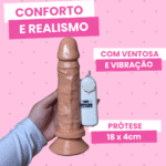 pênis prótese realística 18 x 4 cm com vibrador e ventosa