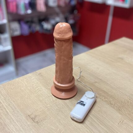 pênis prótese realística 18 x 5 cm com vibrador e ventosa