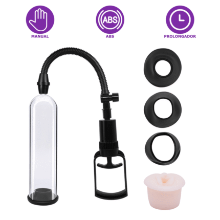 bomba peniana manual com 3 encaixes e vagina