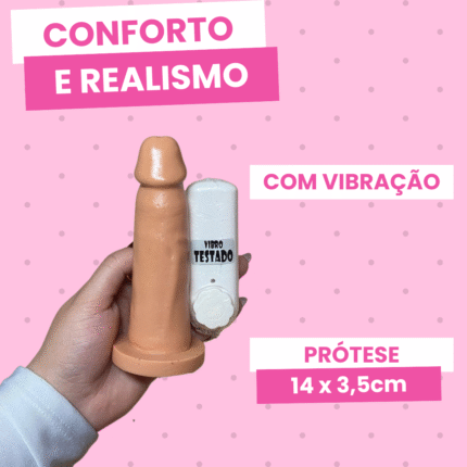 pênis prótese realistica 14 x 3,5cm com vibrador