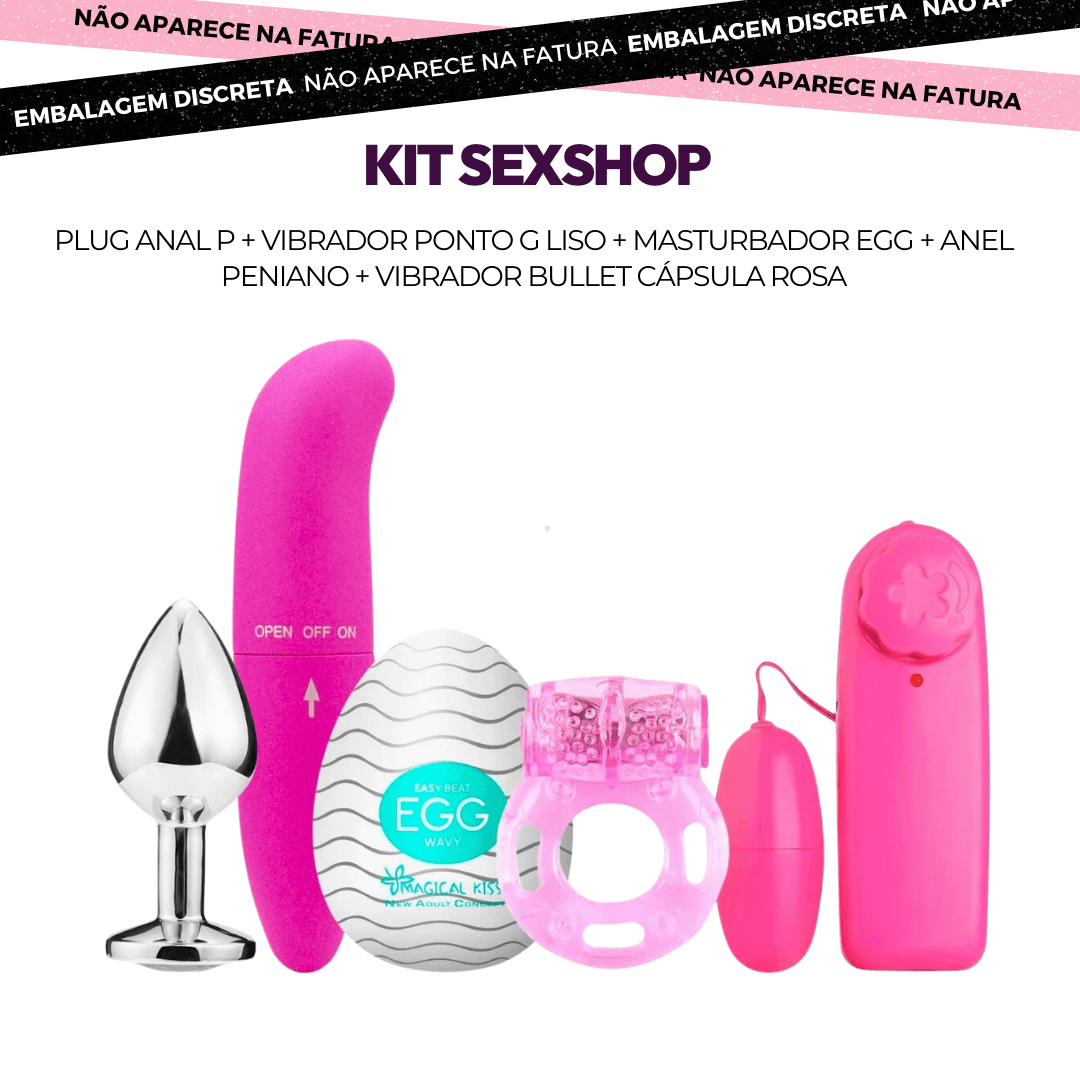 kit sexshop plug anal p + vibrador ponto g liso + masturbador egg + anel peniano + vibrador bullet cápsula rosa kit sexshop plug anal p + vibrador ponto g liso + masturbador egg + anel peniano + vibrador bullet cápsula rosa
