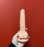 pênis prótese realístico de borracha com ventosa e escroto 18,5 x 3cm