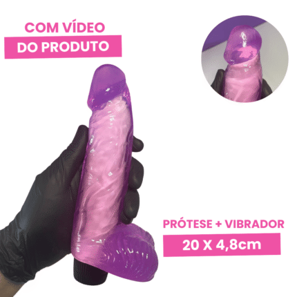 pênis com escroto e vibrador 20 x 4,8cm