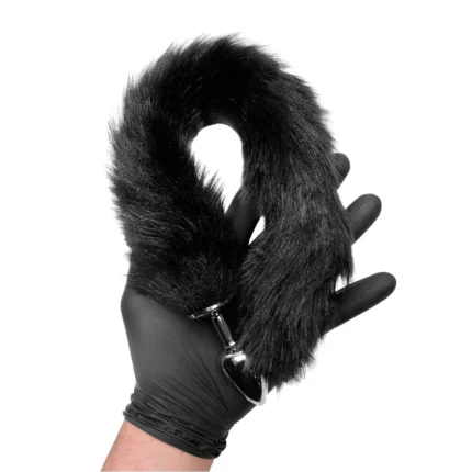 plug anal metal rabo rabinho de raposa preto (p)