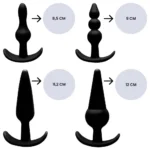 kit com 4 plug anal em silicone preto