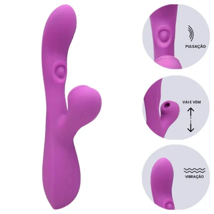 vibrador ponto g com sugador de clitóris e 10 pulsações licker