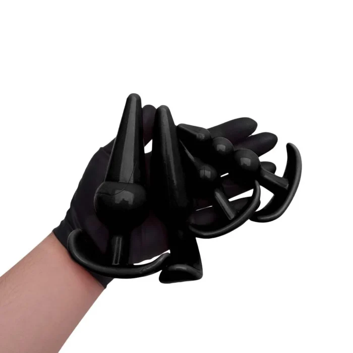 kit com 4 plug anal em silicone preto
